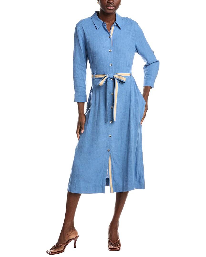 L'agence Malika Linen-Blend Midi Shirt Dress