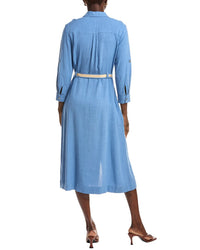 L'agence Malika Linen-Blend Midi Shirt Dress