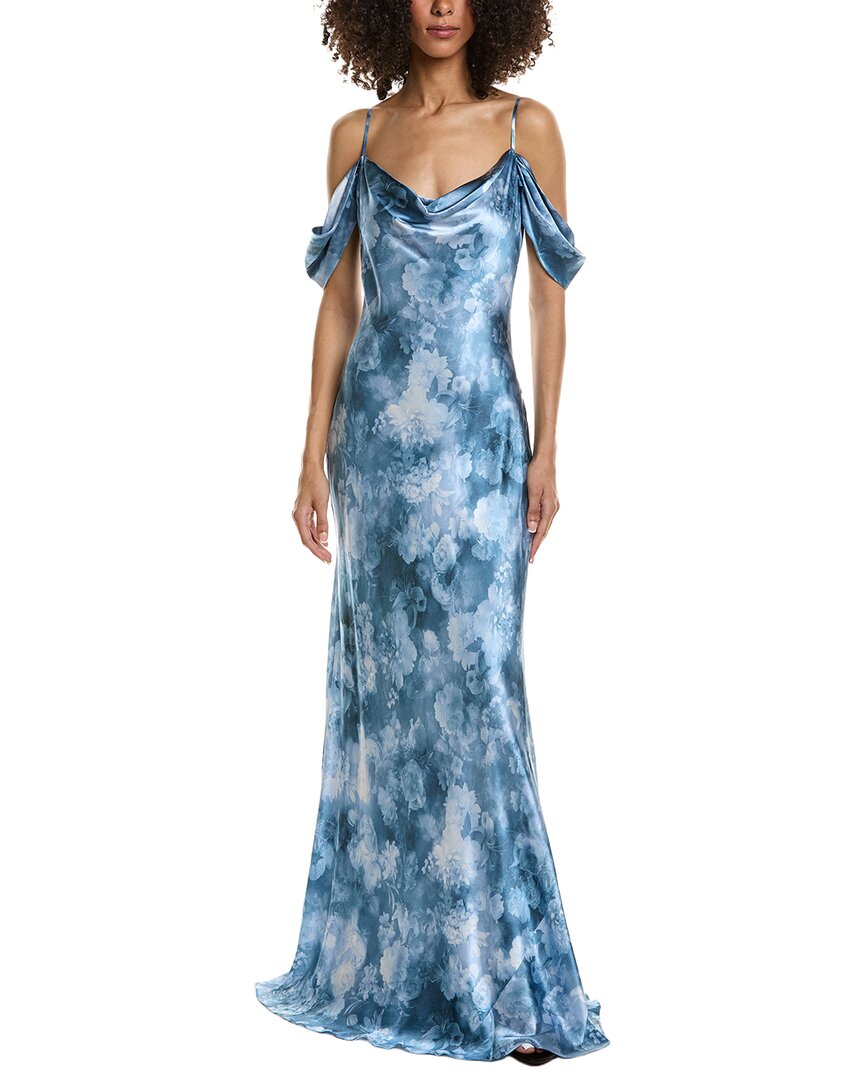 L'agence Kenna Cowl Cold Shoulder Silk Maxi Dress