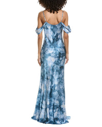 L'agence Kenna Cowl Cold Shoulder Silk Maxi Dress