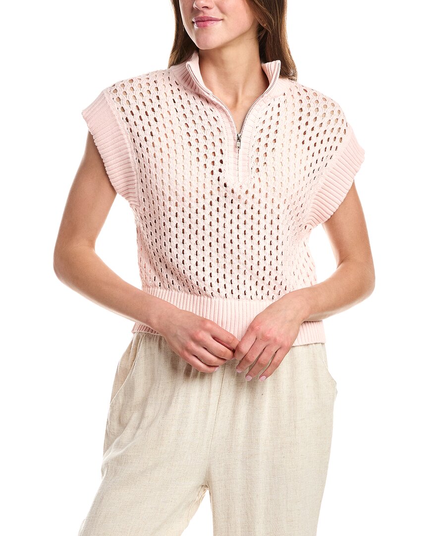 Vintage Havana Open Knit 1/4-Zip Pullover
