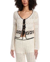 Vintage Havana Crochet Floral Tie Front Top