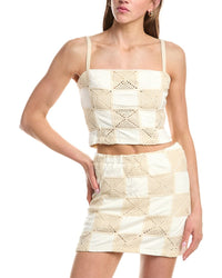 Vintage Havana Square Neck Crochet Patchwork Top