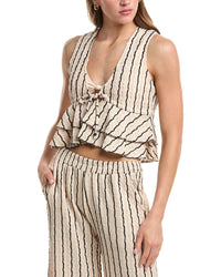 Vintage Havana Novelty Knit Tie Front Top