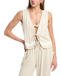 Vintage Havana Linen-Blend Tie Front Top