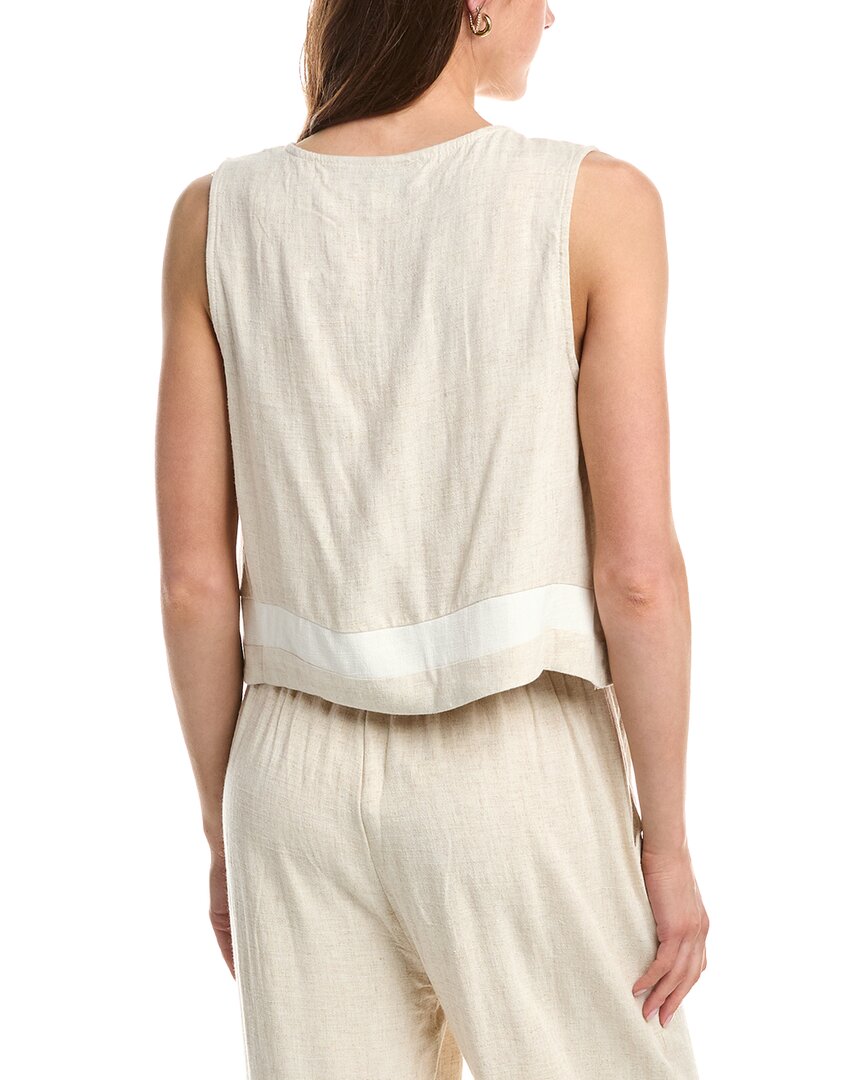 Vintage Havana Linen-Blend Tie Front Top