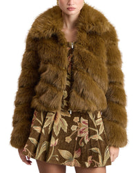 Avec Les Filles Cropped Diagonal Paneled Jacket