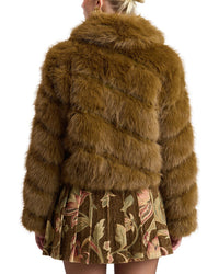 Avec Les Filles Cropped Diagonal Paneled Jacket
