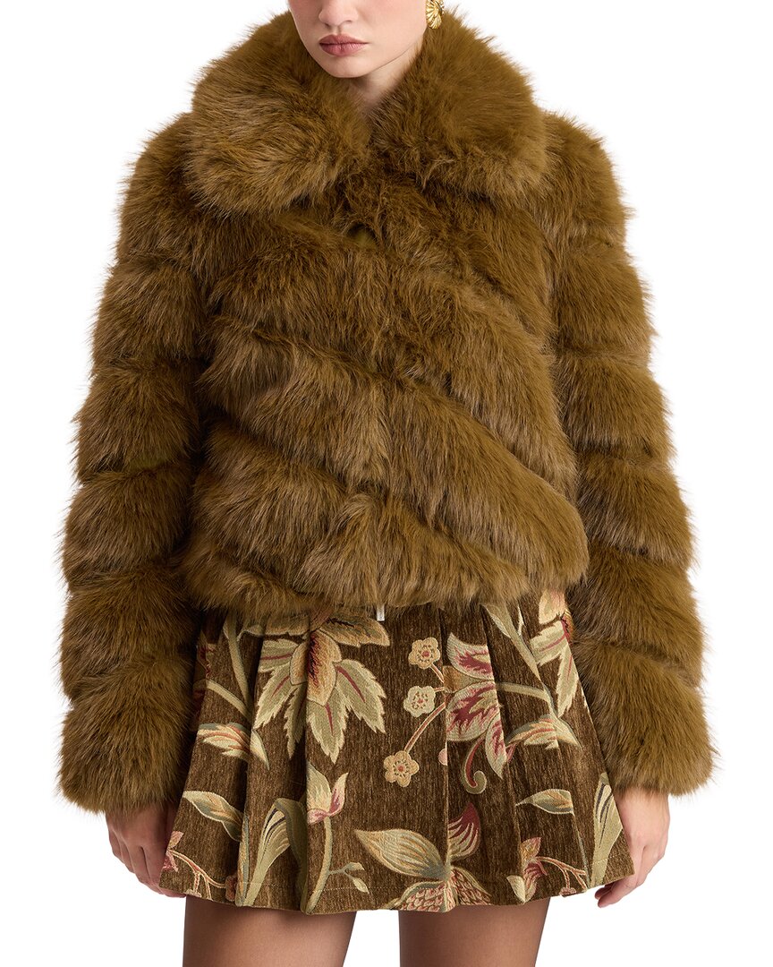 Avec Les Filles Cropped Diagonal Paneled Jacket