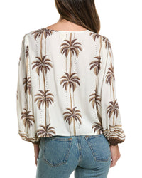 Surf Gypsy Printed Balloon Sleeve Tie Front Top