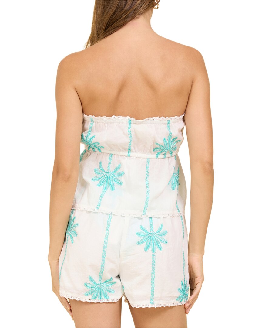 Surf Gypsy Striped Palm Embroidered Tube Top