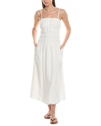 Onia Smocked Linen-Blend Midi Dress