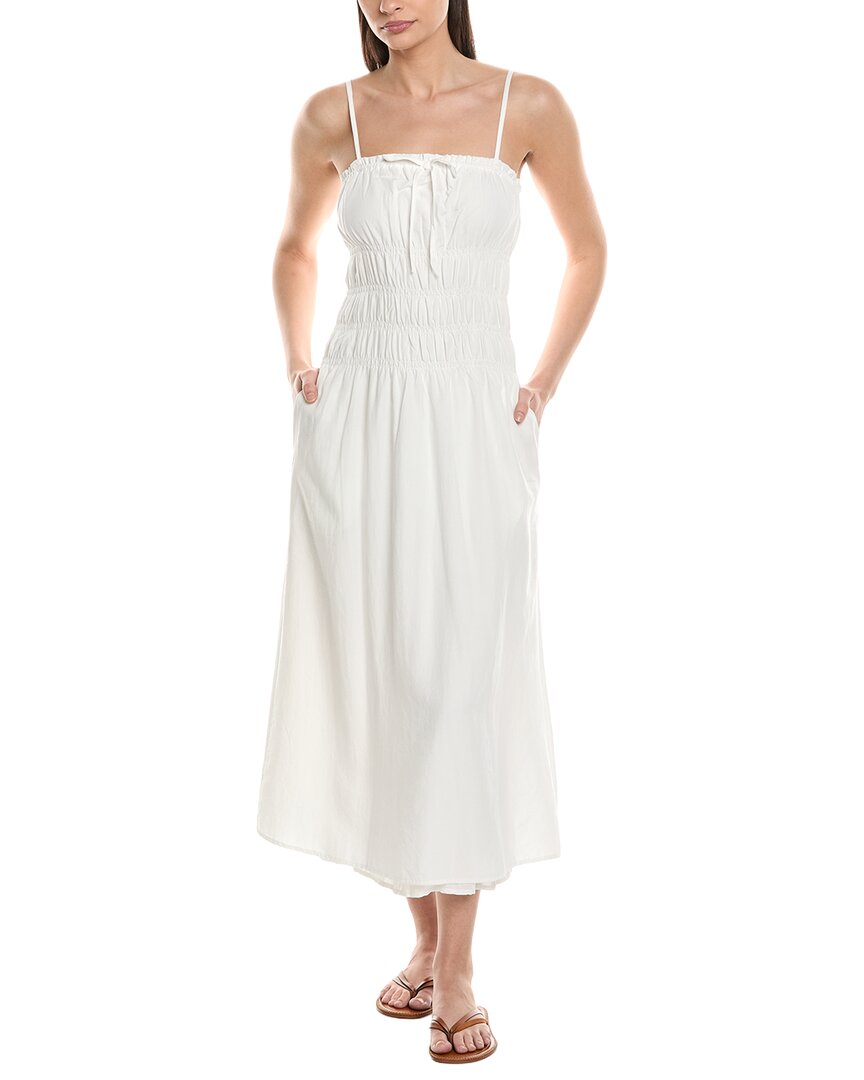 Onia Smocked Linen-Blend Midi Dress