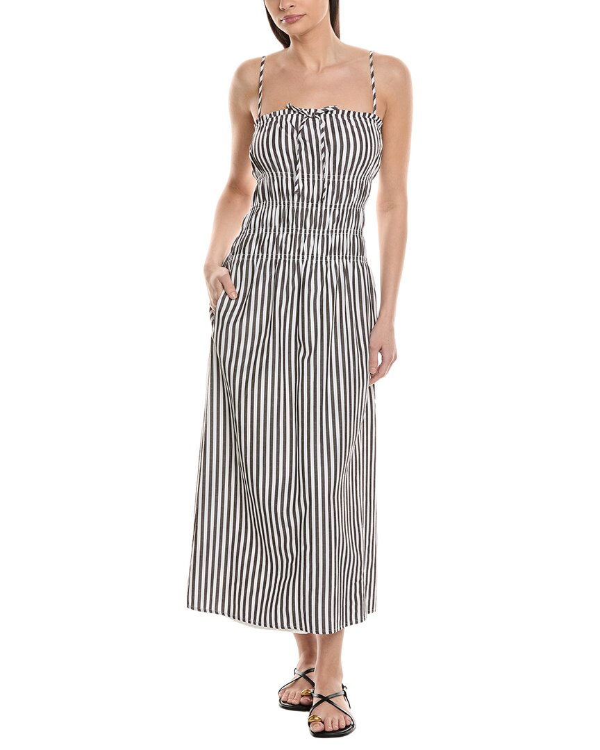 Onia Smocked Linen-Blend Midi Dress