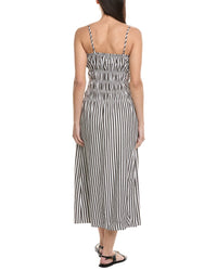 Onia Smocked Linen-Blend Midi Dress