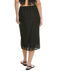Onia Air Linen-Blend Scallop Midi Skirt