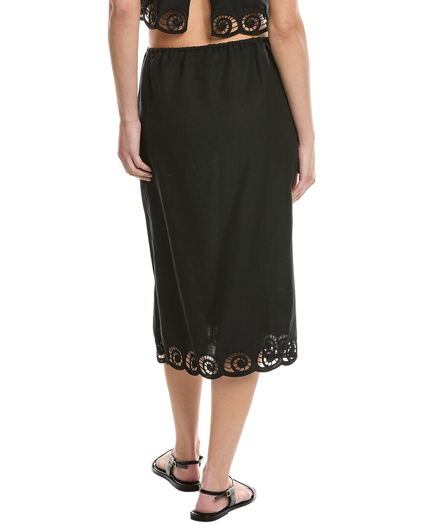 Onia Air Linen-Blend Scallop Midi Skirt