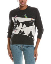 Autumn Cashmere Autumn Cashmere Snowscape Skiers Cashmere Sweater