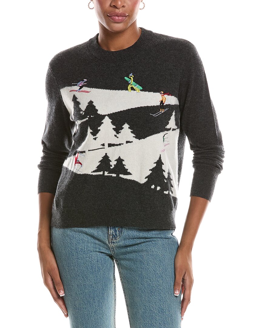 Autumn Cashmere Autumn Cashmere Snowscape Skiers Cashmere Sweater
