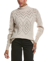 Autumn Cashmere Autumn Cashmere Pointelle Mock Neck Cashmere Sweater