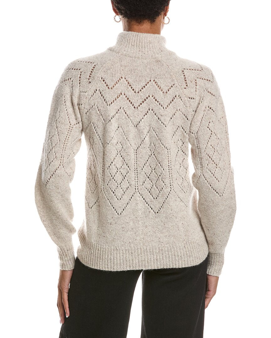 Autumn Cashmere Autumn Cashmere Pointelle Mock Neck Cashmere Sweater