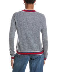 Autumn Cashmere Autumn Cashmere Striped V Cashmere Tennis Sweater