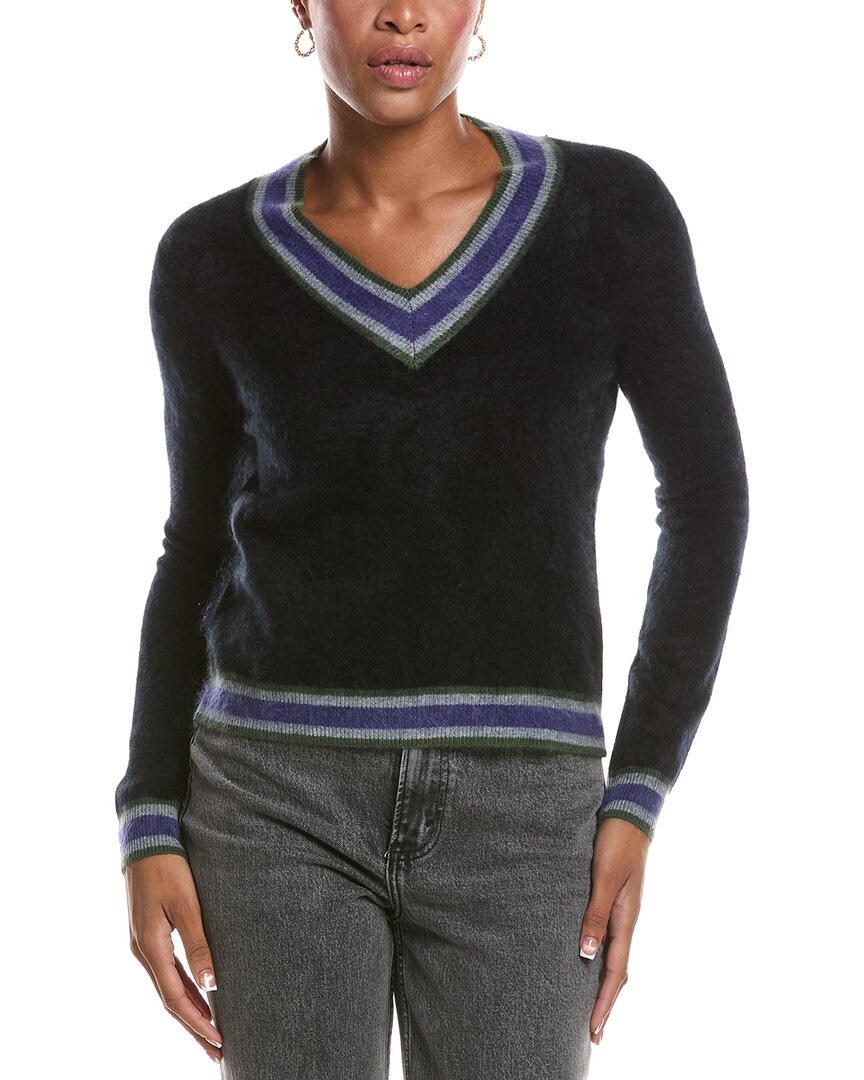 Autumn Cashmere Autumn Cashmere Striped V Cashmere Tennis Sweater