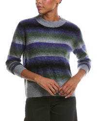 Autumn Cashmere Autumn Cashmere Brushed Ombre Stripe Crewneck Cashmere Sweater