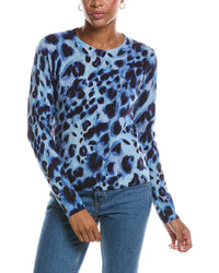 Autumn Cashmere Autumn Cashmere Watercolor Print Cheetah Crewneck Cashmere Sweater