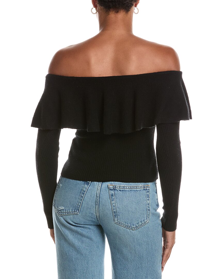 Autumn Cashmere Autumn Cashmere Rib Off The Shoulder Ruffle Cashmere Sweater