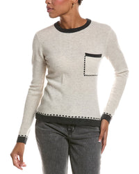Autumn Cashmere Autumn Cashmere Two Tone Crewneck Cashmere Sweater