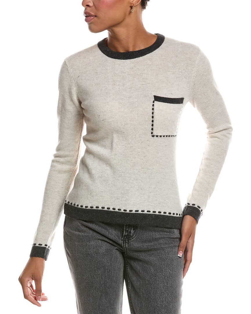 Autumn Cashmere Autumn Cashmere Two Tone Crewneck Cashmere Sweater