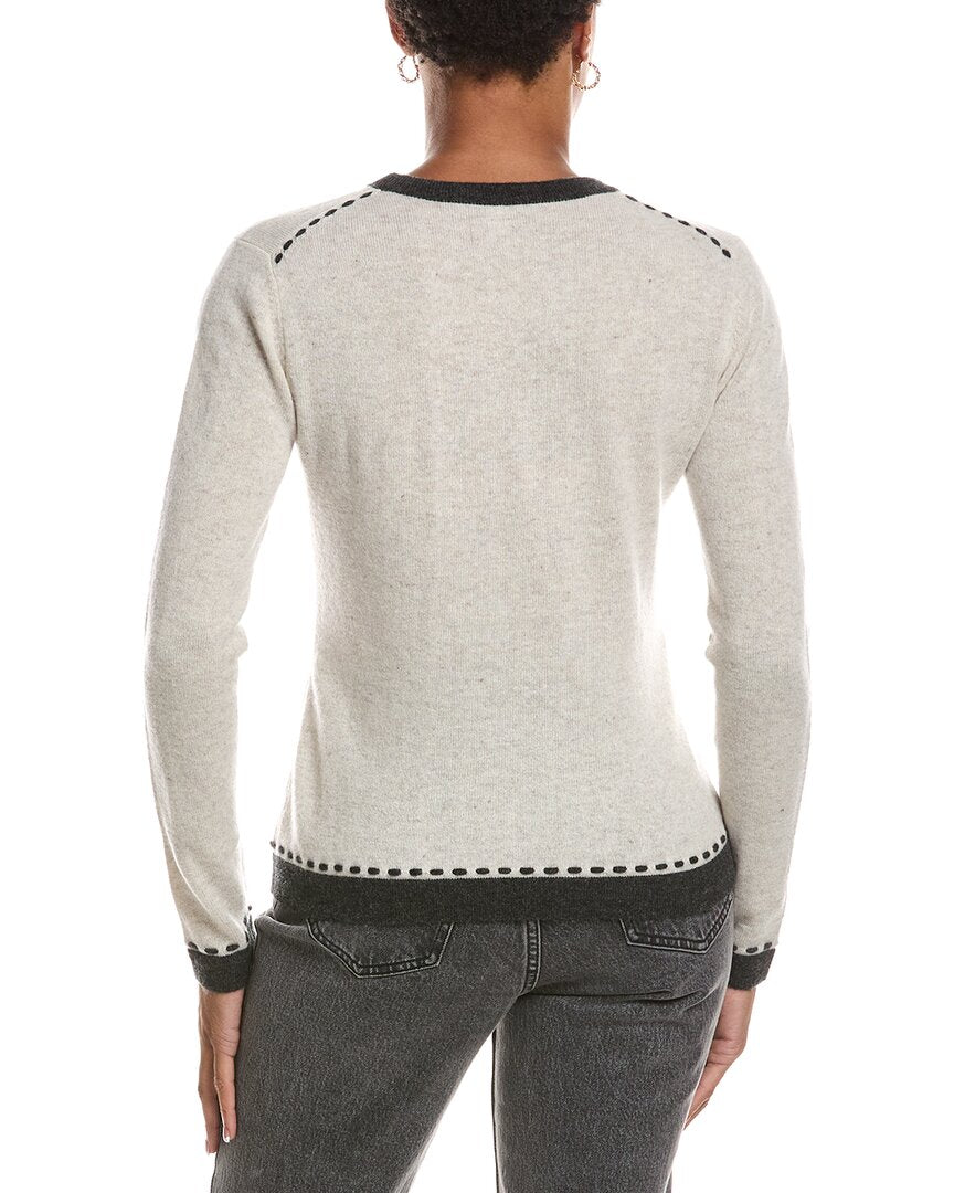 Autumn Cashmere Autumn Cashmere Two Tone Crewneck Cashmere Sweater