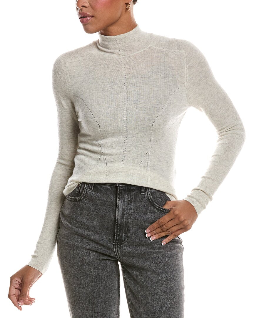 Autumn Cashmere Autumn Cashmere Fitted Fully Fashioned Mock Neck Cashmere Sweater