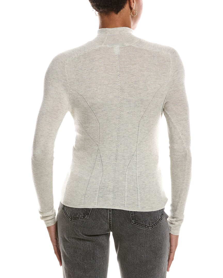Autumn Cashmere Autumn Cashmere Fitted Fully Fashioned Mock Neck Cashmere Sweater