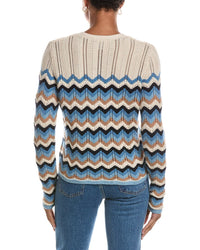 Autumn Cashmere Autumn Cashmere Boxy Zig Zag Stitch Crewneck Cardigan