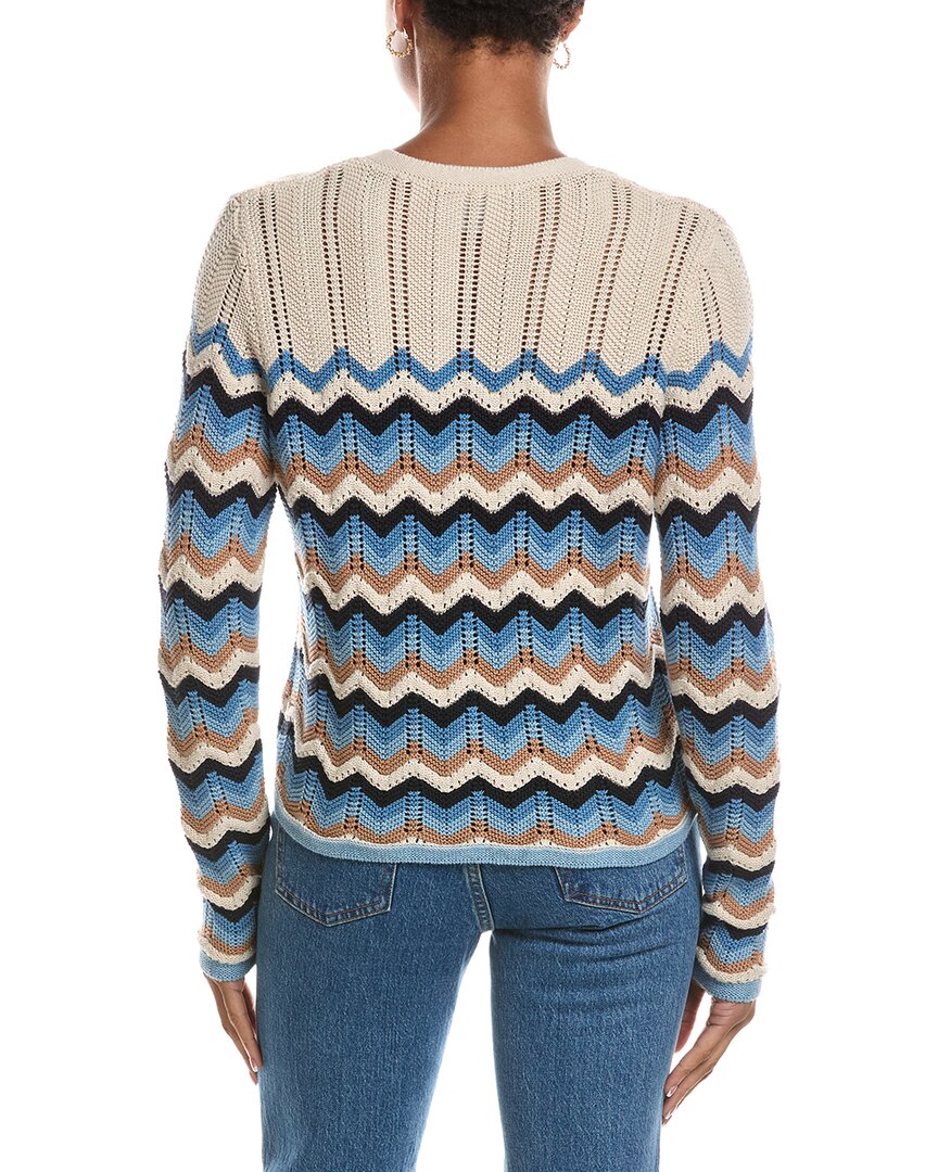 Autumn Cashmere Autumn Cashmere Boxy Zig Zag Stitch Crewneck Cardigan