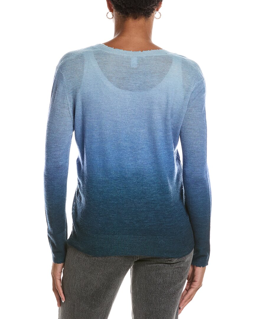 Autumn Cashmere Autumn Cashmere Ombre Print Distressed Edge V-Neck Cashmere Sweater