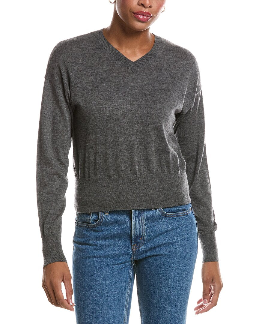 Autumn Cashmere Autumn Cashmere Long Sleeve High V-Neck Cashmere Sweater
