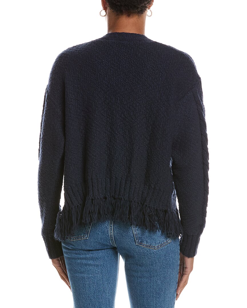 Autumn Cashmere Autumn Cashmere Fringe Mixed Stitch Open Cardigan