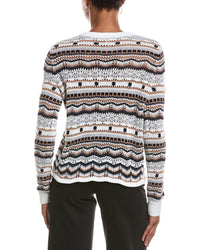 Autumn Cashmere Autumn Cashmere Pointelle Multi Stripe Boxy Crewneck Sweater
