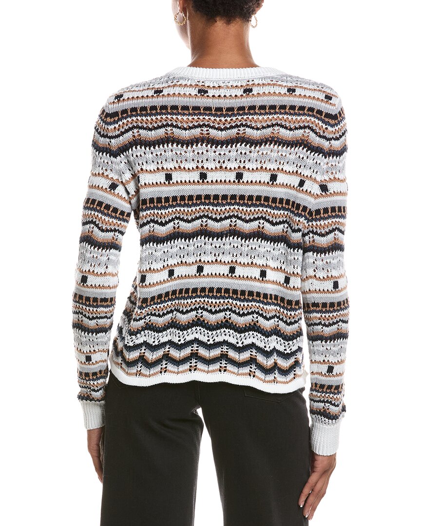 Autumn Cashmere Autumn Cashmere Pointelle Multi Stripe Boxy Crewneck Sweater