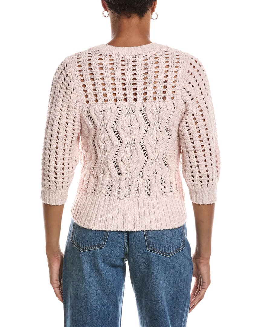 Autumn Cashmere Autumn Cashmere Elbow Puff Sleeve Cable Crewneck Sweater