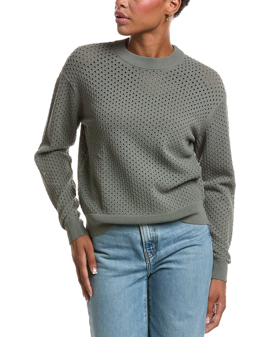 Autumn Cashmere Autumn Cashmere Relaxed Fit Micro Mesh Crewneck Sweater