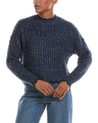 Autumn Cashmere Autumn Cashmere Tipped Ladder Stitch Crewneck Sweater