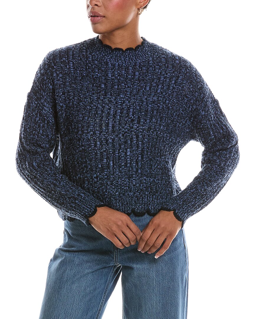 Autumn Cashmere Autumn Cashmere Tipped Ladder Stitch Crewneck Sweater