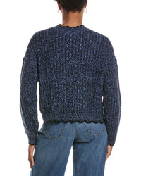 Autumn Cashmere Autumn Cashmere Tipped Ladder Stitch Crewneck Sweater