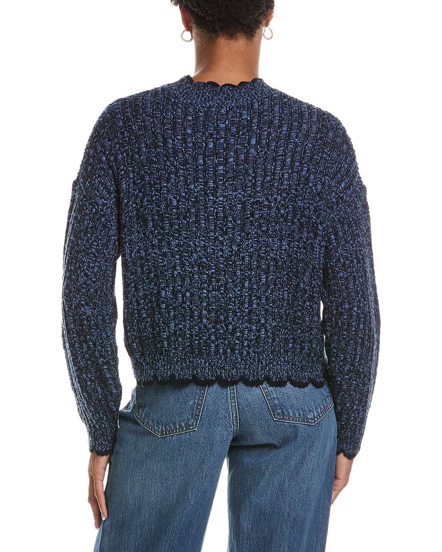 Autumn Cashmere Autumn Cashmere Tipped Ladder Stitch Crewneck Sweater