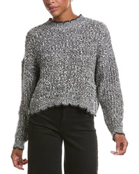 Autumn Cashmere Autumn Cashmere Tipped Ladder Stitch Crewneck Sweater