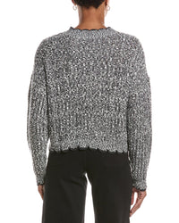 Autumn Cashmere Autumn Cashmere Tipped Ladder Stitch Crewneck Sweater